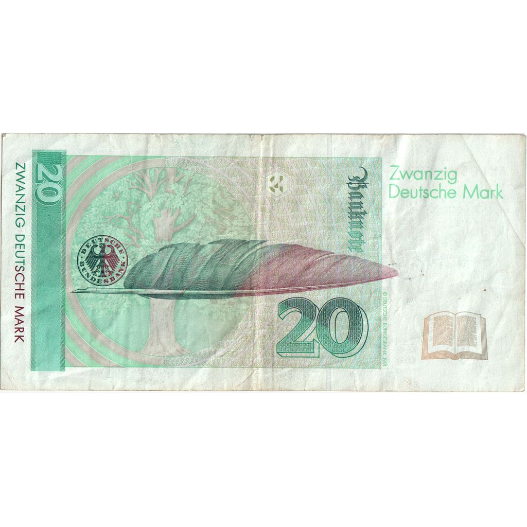 GERMANY - FEDERAL REPUBLIC, 20 Deutsche Mark, 1991-08-01, VF(30-35)
