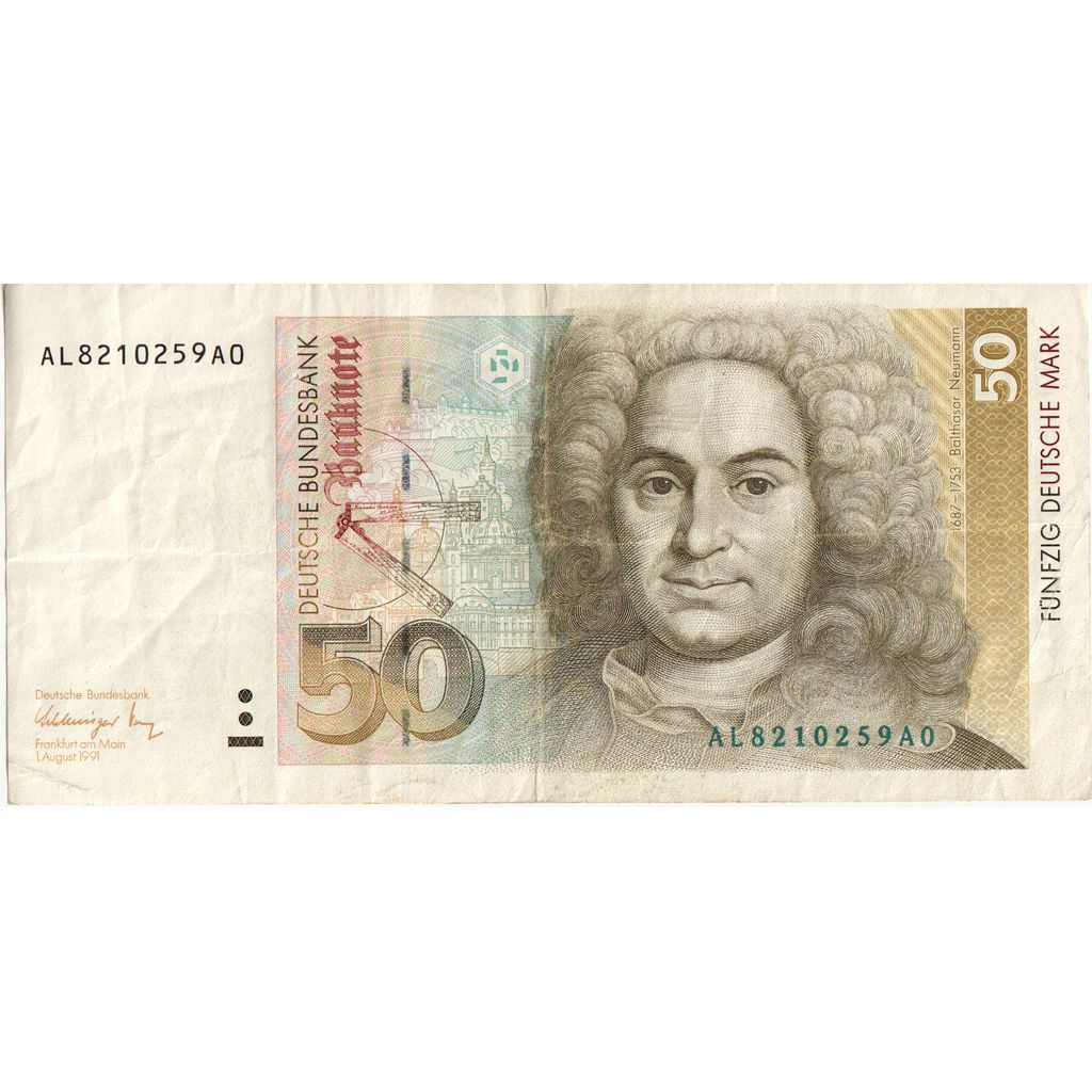 République fédérale allemande, 50 Deutsche Mark, 1991-08-01, TTB+