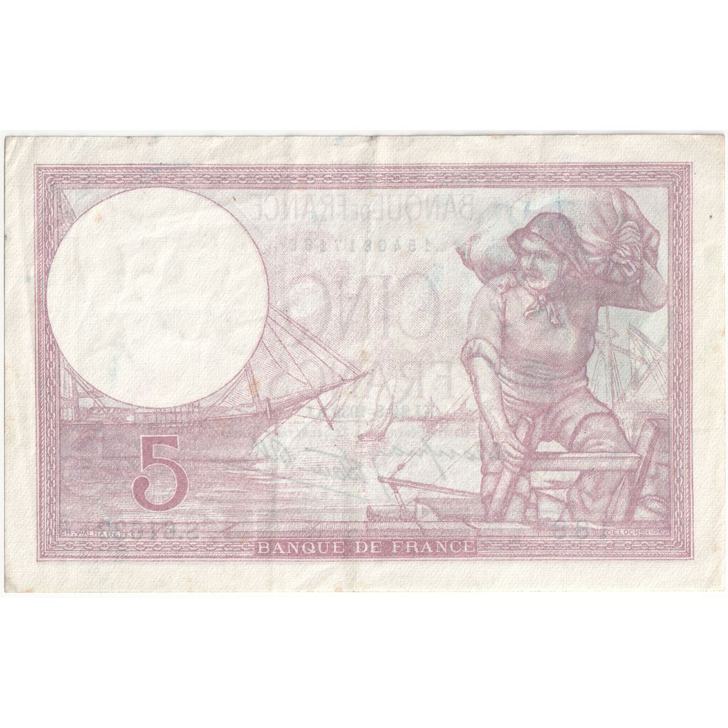 France, 5 Francs, Violet, 1939-08-24, S.61633 188, TTB+