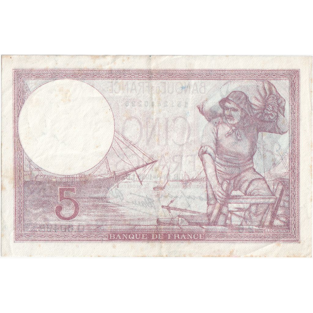 Francia, 5 Francs, Violet, 1939-08-10, Q.60498 226, MBC+