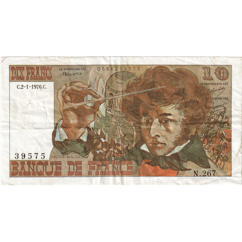 France, 10 Francs, Berlioz, 1976-02-01, N.267 39575, EF(40-45)