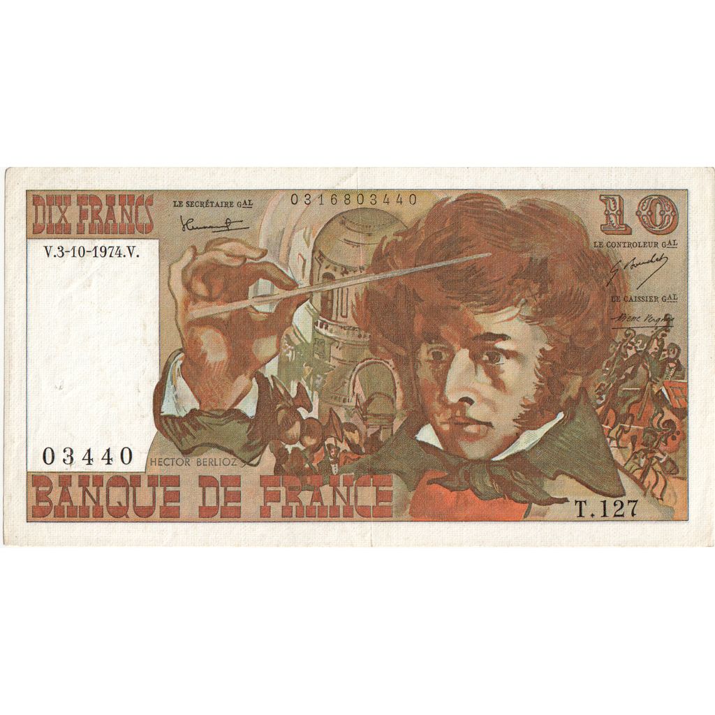 France, 10 Francs, Berlioz, 1974-10-03, T.127 03440, SUP+