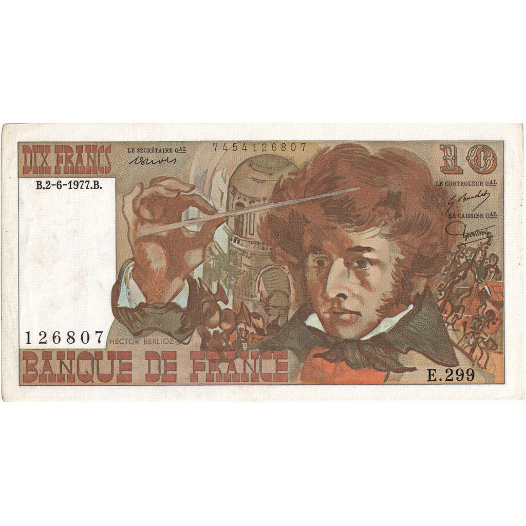 France, 10 Francs, Berlioz, 1977-06-02, E.299 126807, UNC(63)