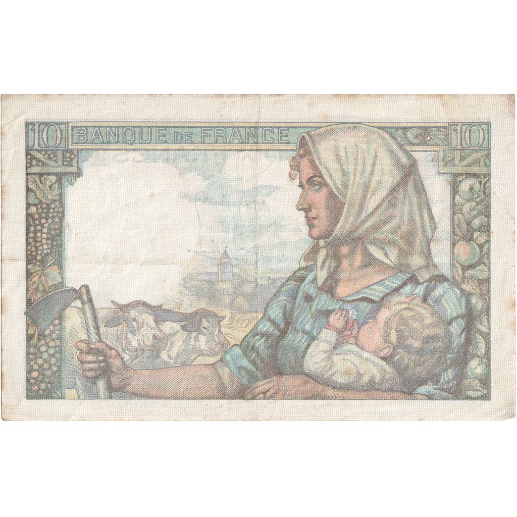 Francja, 10 Francs, Mineur, 1943-01-14, U.38 92446, EF(40-45)