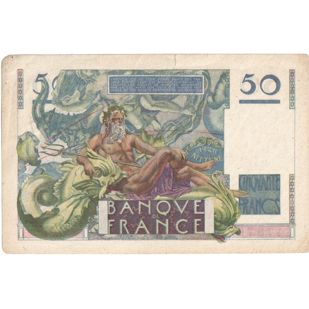 Frankrijk, 50 Francs, Le Verrier, 1947-03-20, U.55 47376, B+
