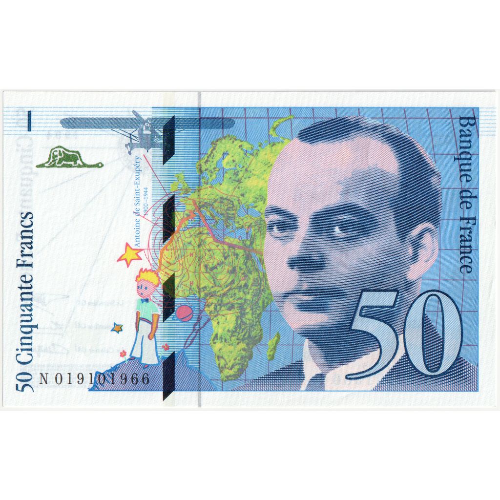 Francja, 50 Francs, St Exupéry, N019101966, UNC(65-70)