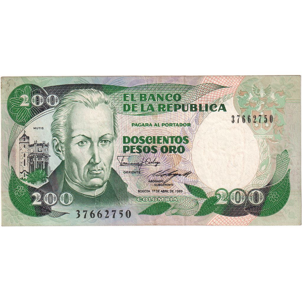 Colombia, 200 Pesos Oro, 1989-04-01, SPL