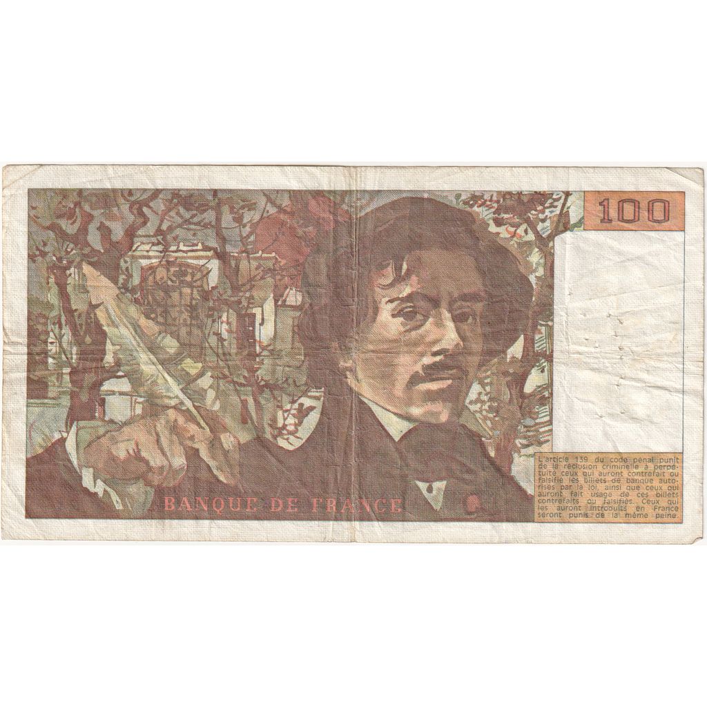 Francja, 100 Francs, Delacroix, R.84, VF(20-25)