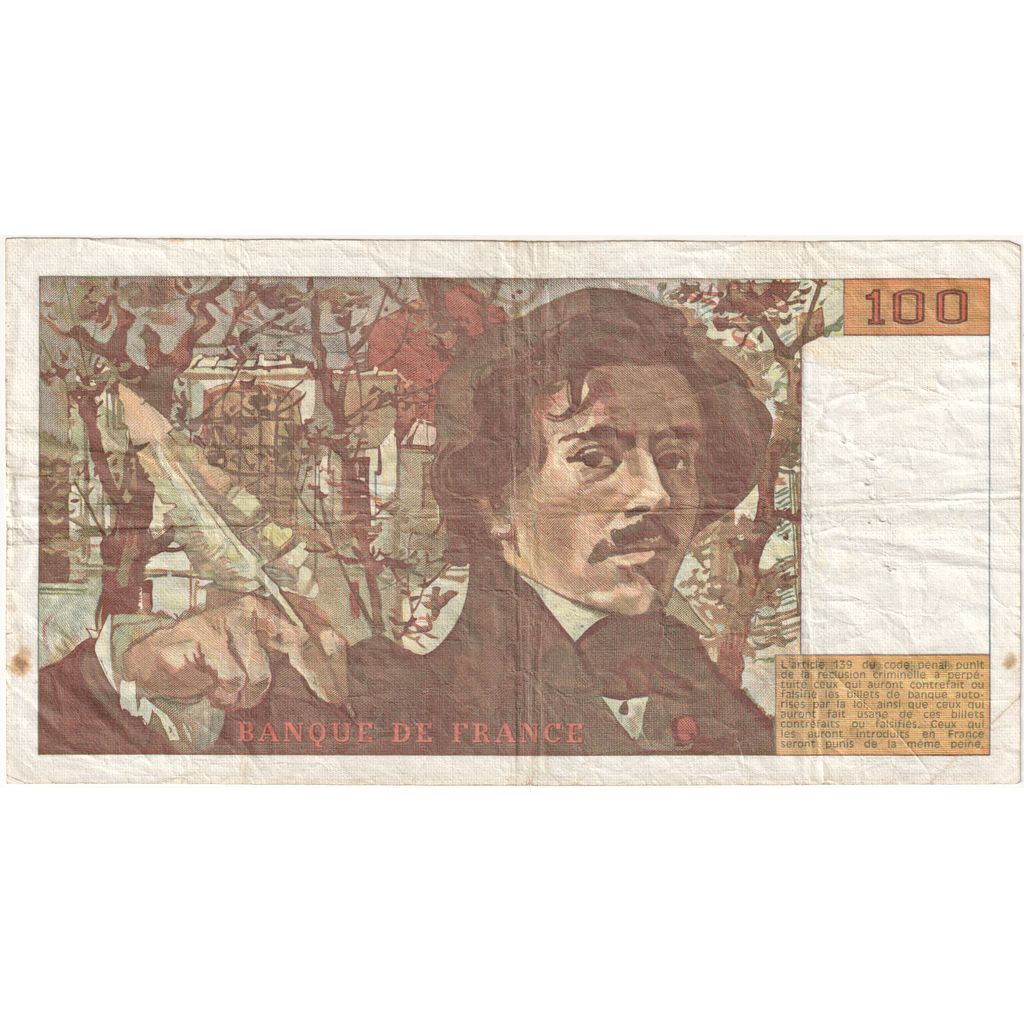 France, 100 Francs, Delacroix, W.112, TB