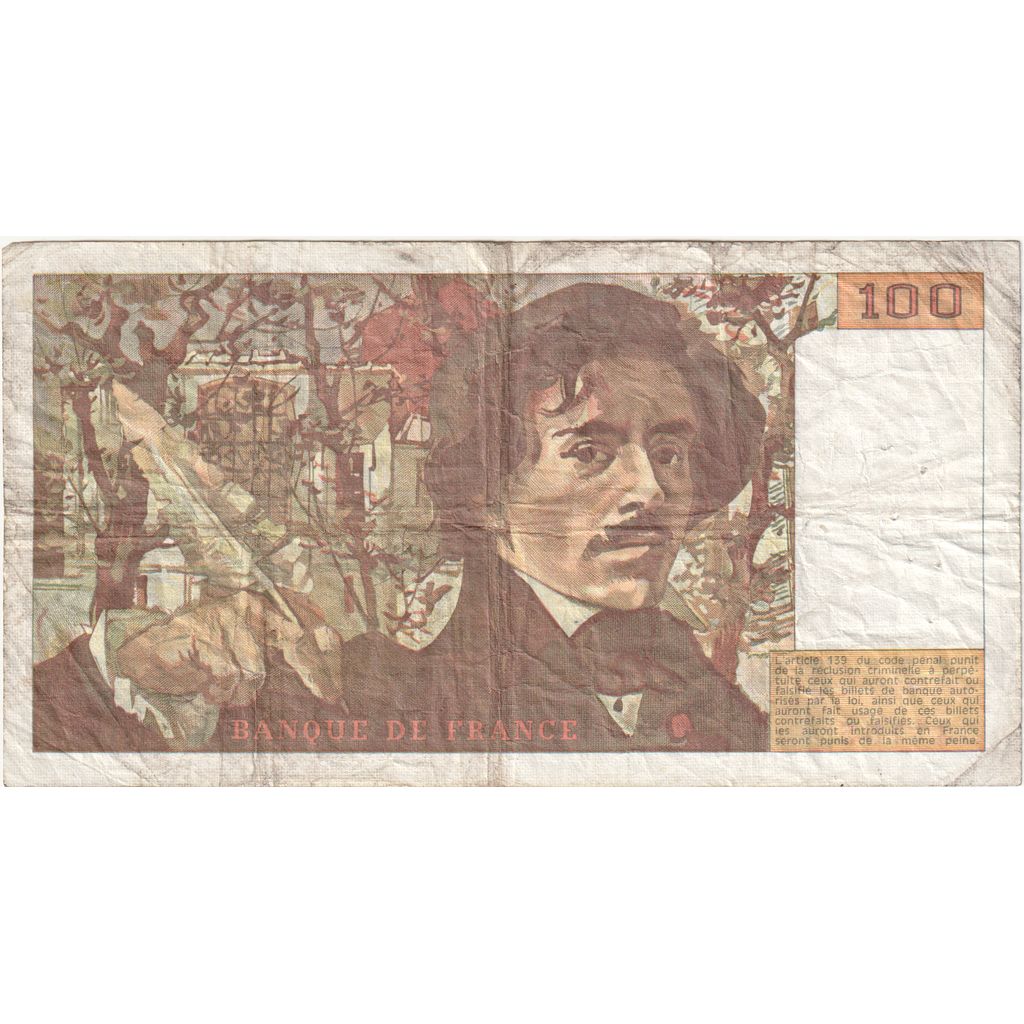 Francia, 100 Francs, Delacroix, T.128, MB