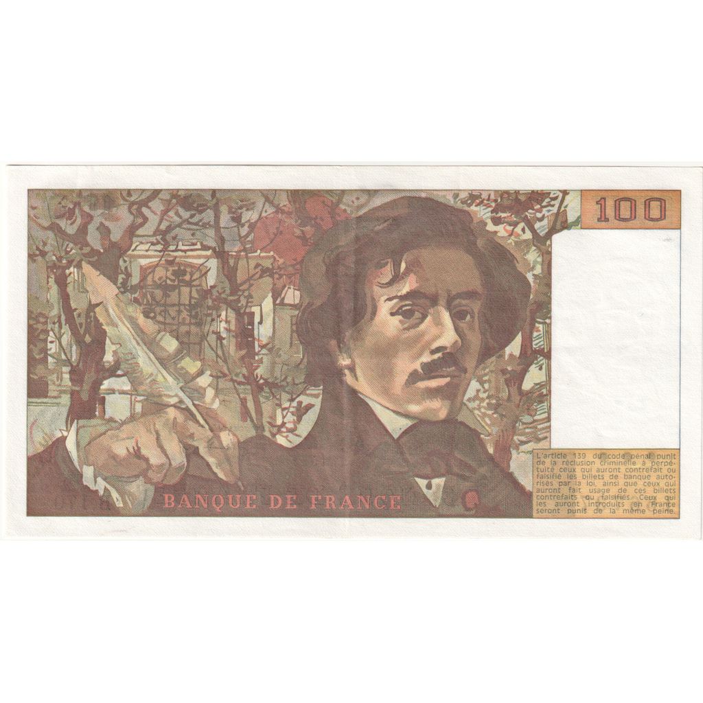 France, 100 Francs, Delacroix, B.170, TTB+
