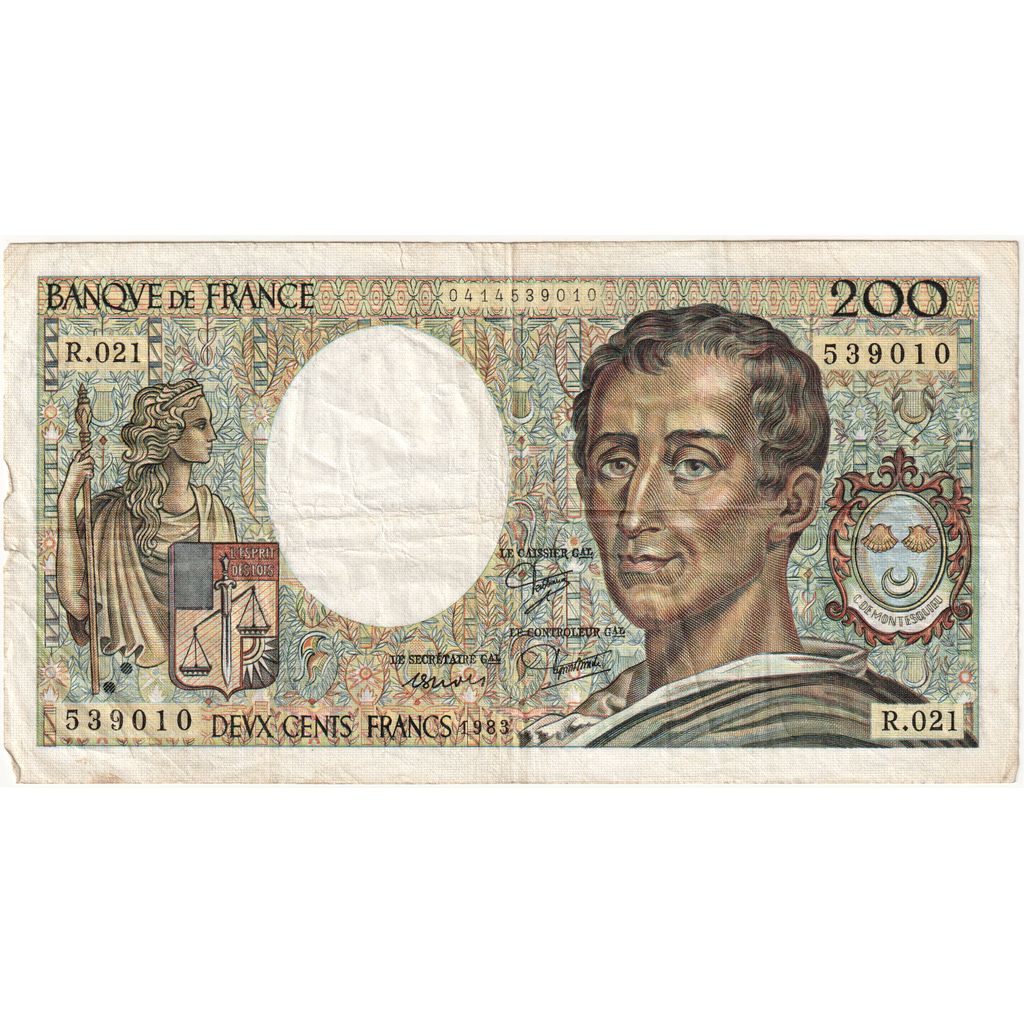 Francja, 200 Francs, Montesquieu, 1983, R.021, VF(30-35)