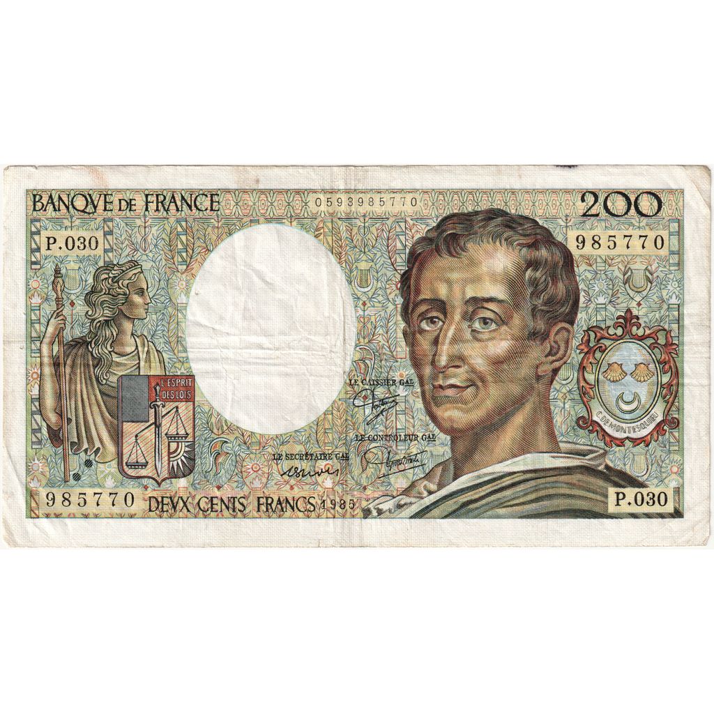 Frankrijk, 200 Francs, Montesquieu, 1985, P.030, TB+