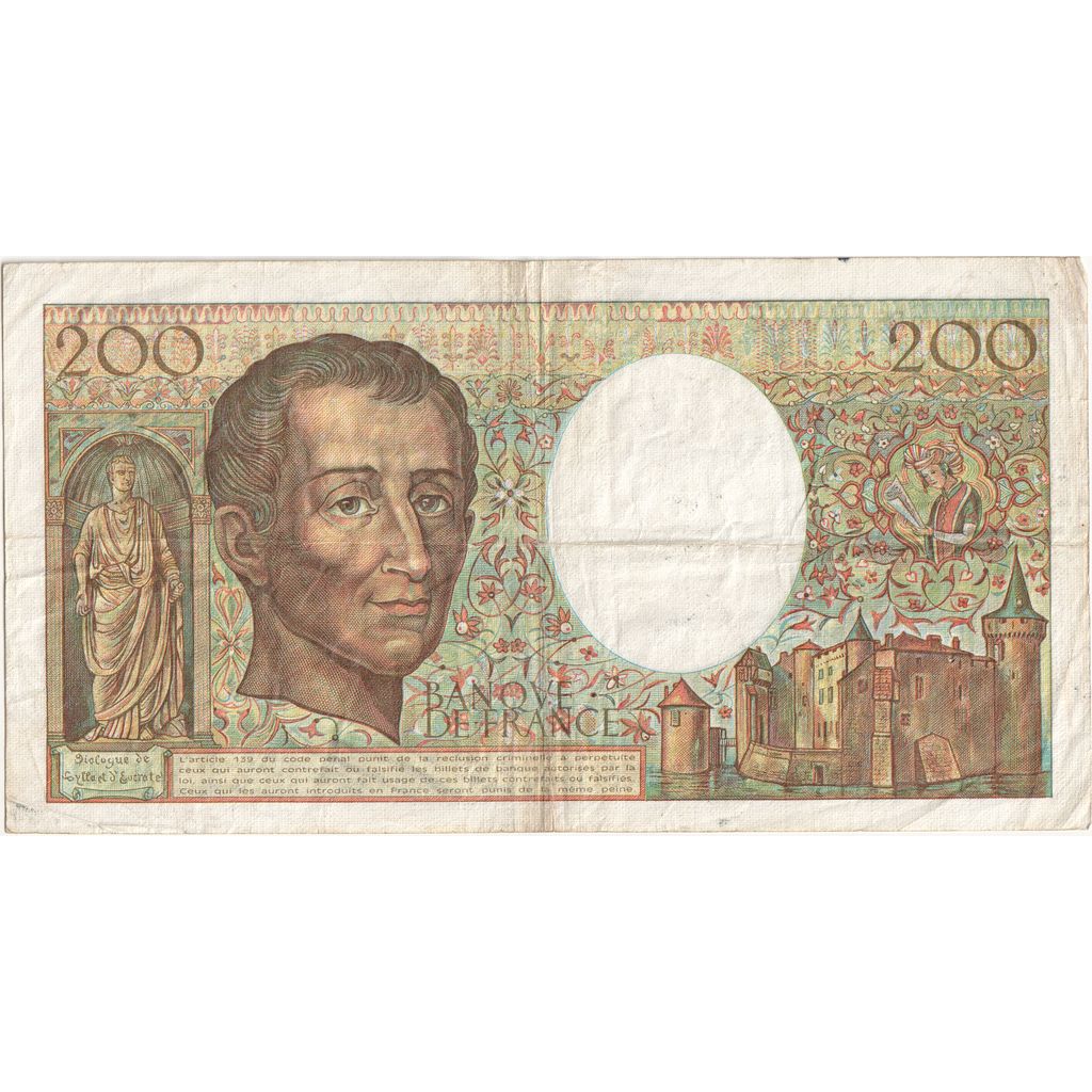Francja, 200 Francs, Montesquieu, 1986, M.041, VF(30-35)