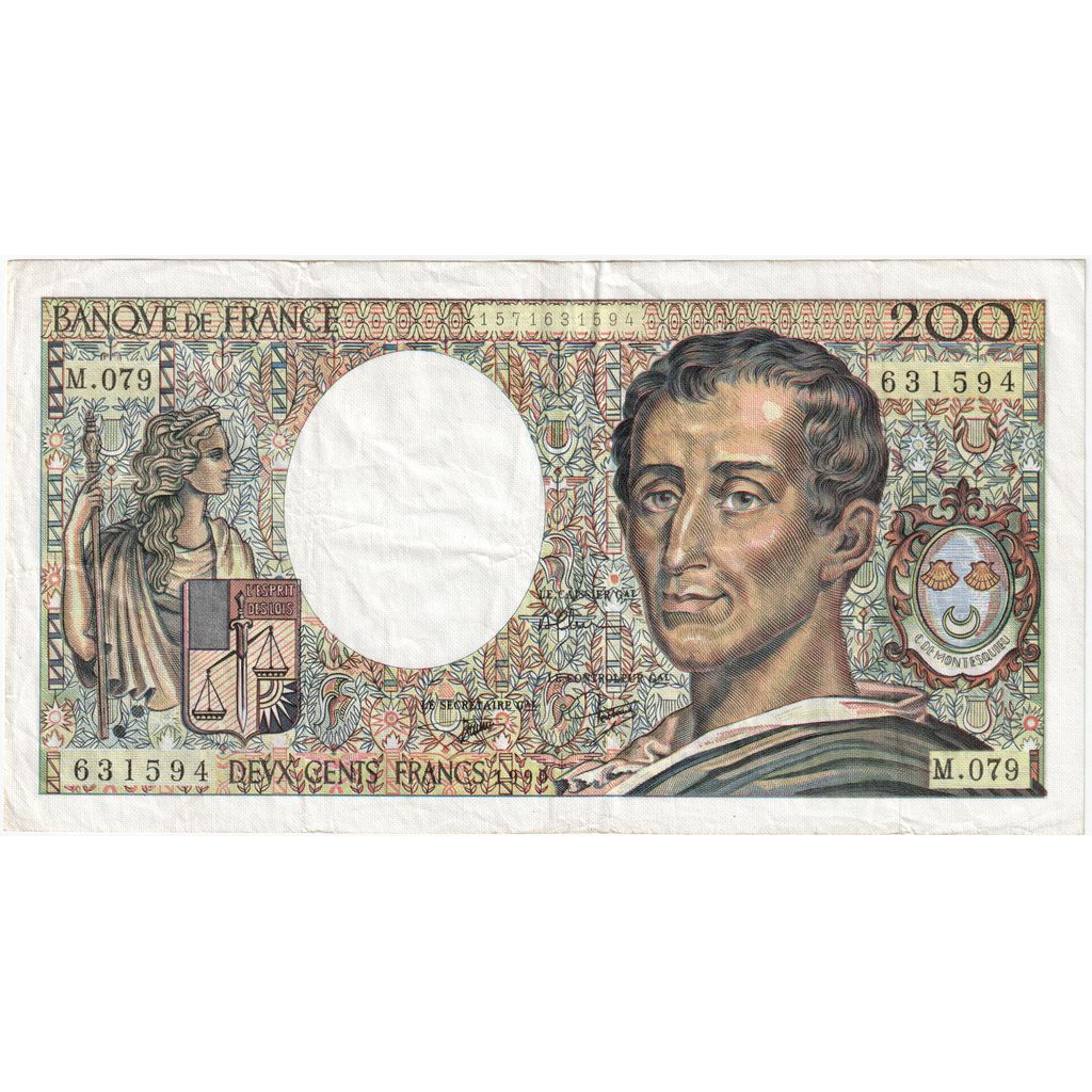 Francja, 200 Francs, Montesquieu, 1990, M.079, VF(30-35)