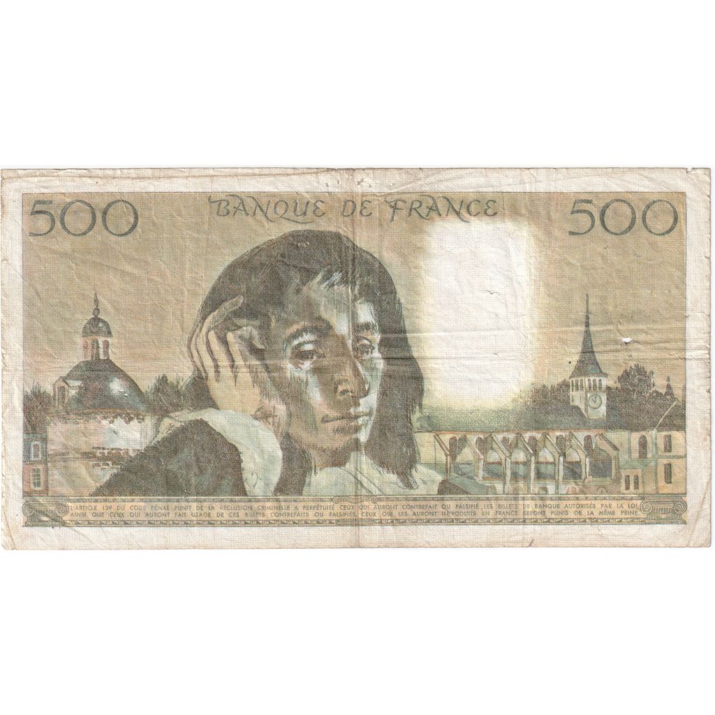 Francja, 500 Francs, Pascal, 1985-01-03, H.218, VF(30-35)