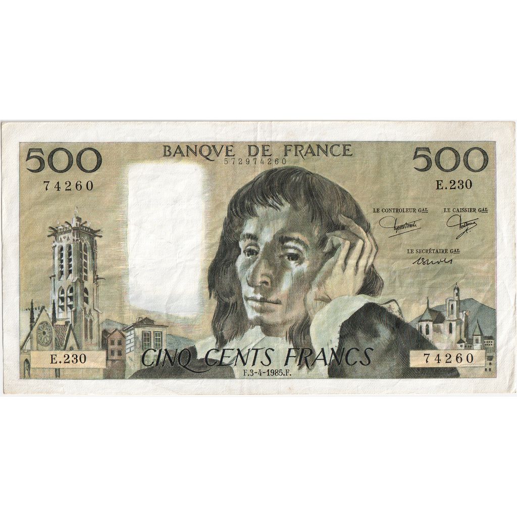 Francia, 500 Francs, Pascal, 1985-04-03, E.230, BB
