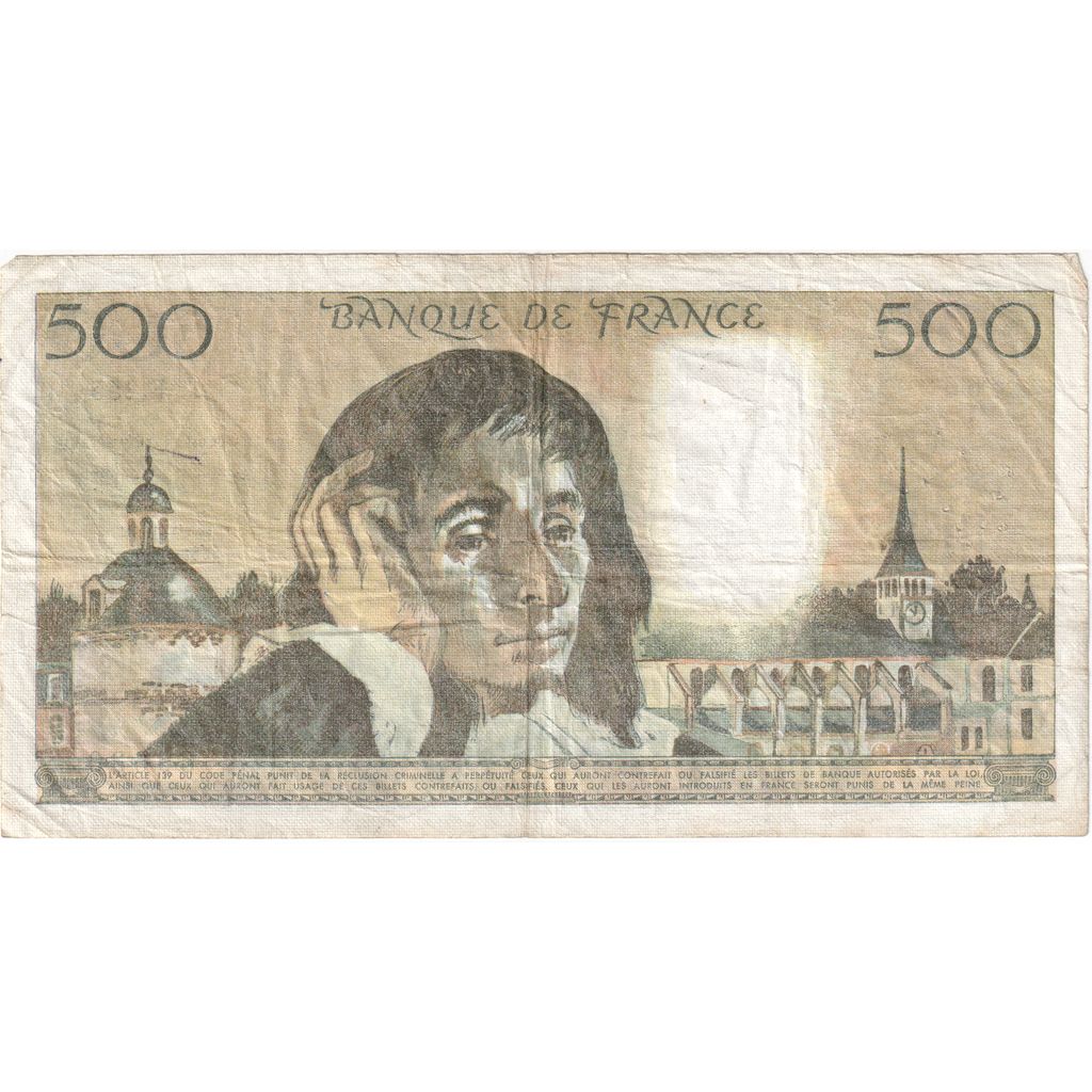 Francja, 500 Francs, Pascal, 1987-01-22, F.255, VF(30-35)