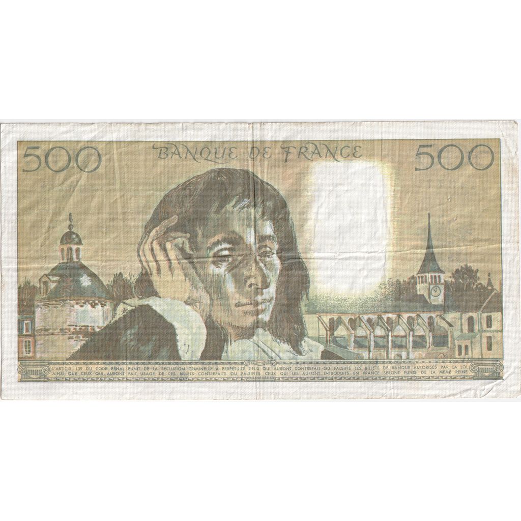 Francja, 500 Francs, Pascal, 1988-03-03, W.274, VF(30-35)