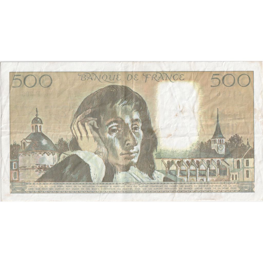Francja, 500 Francs, Pascal, 1989-02-02, P.295, VF(30-35)