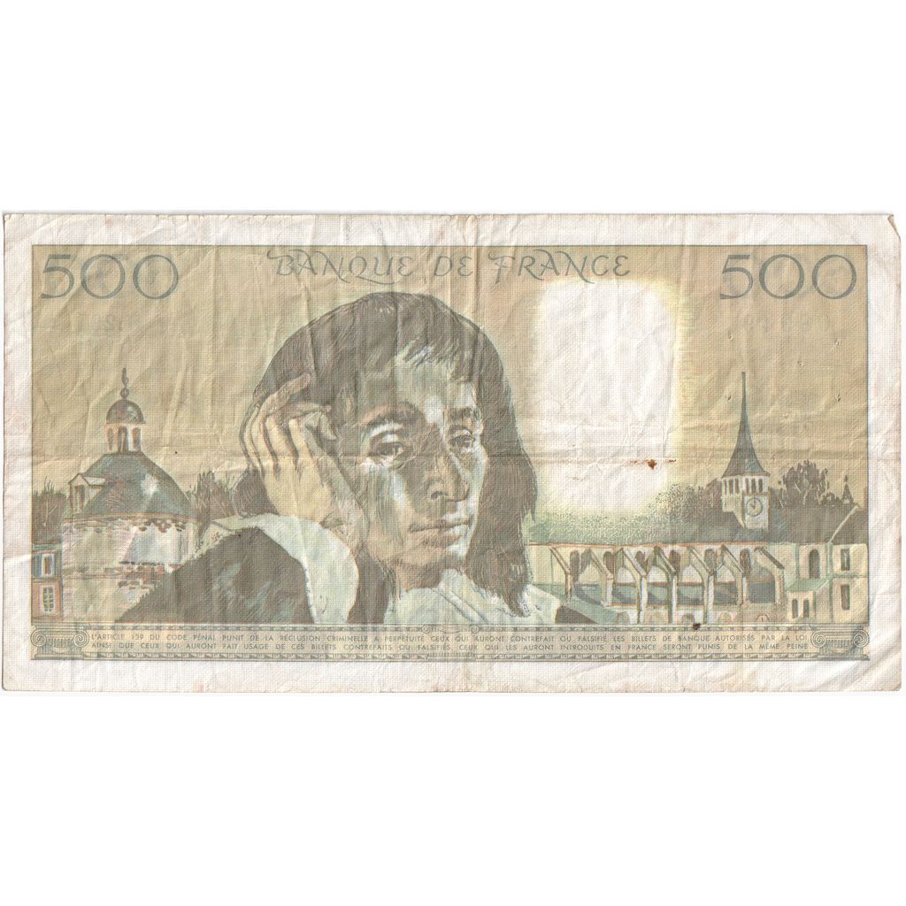 Francja, 500 Francs, Pascal, 1989-02-02, H.291, VF(30-35)