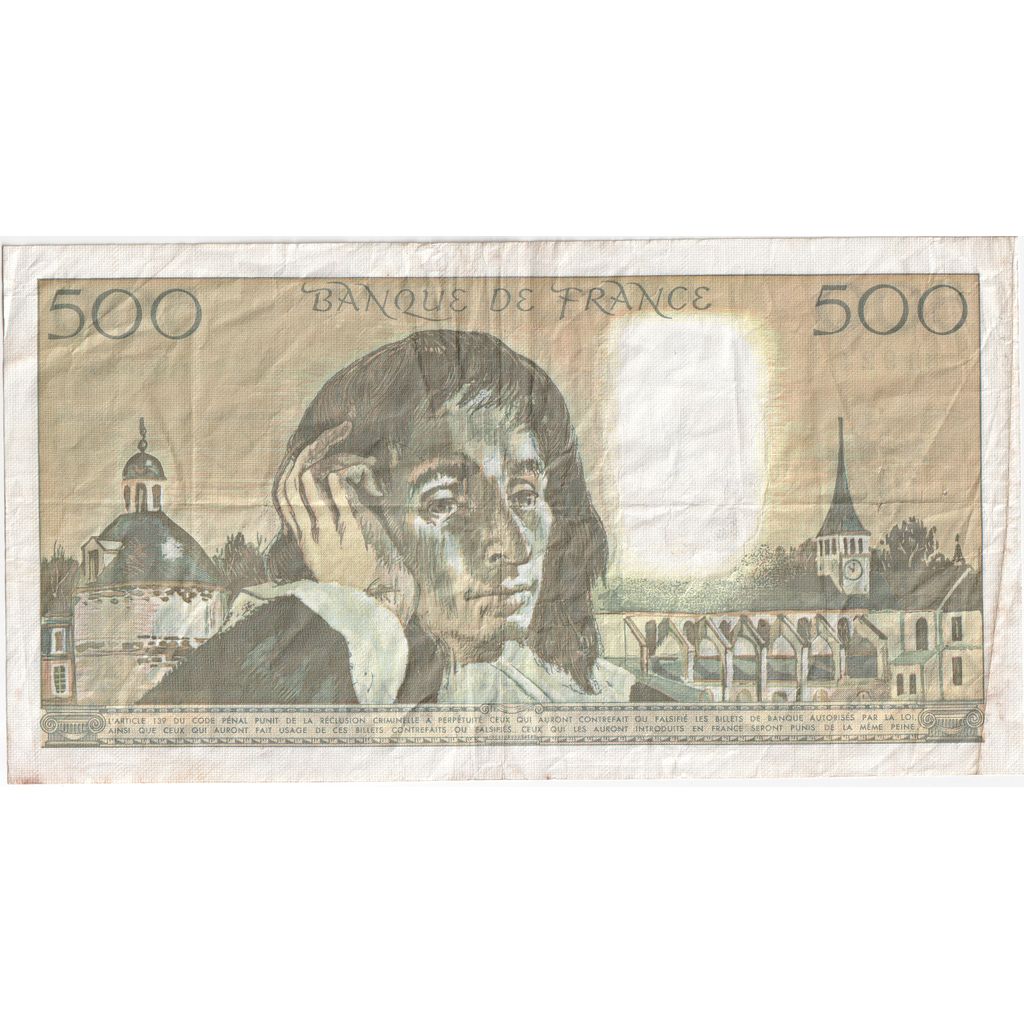 Francja, 500 Francs, Pascal, 1990-07-05, V.320, VF(30-35)