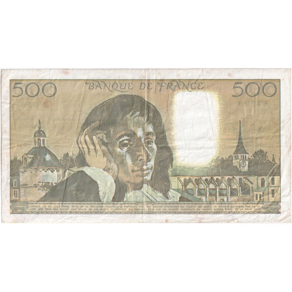 Francia, 500 Francs, Pascal, 1991-01-03, D.335, MB+