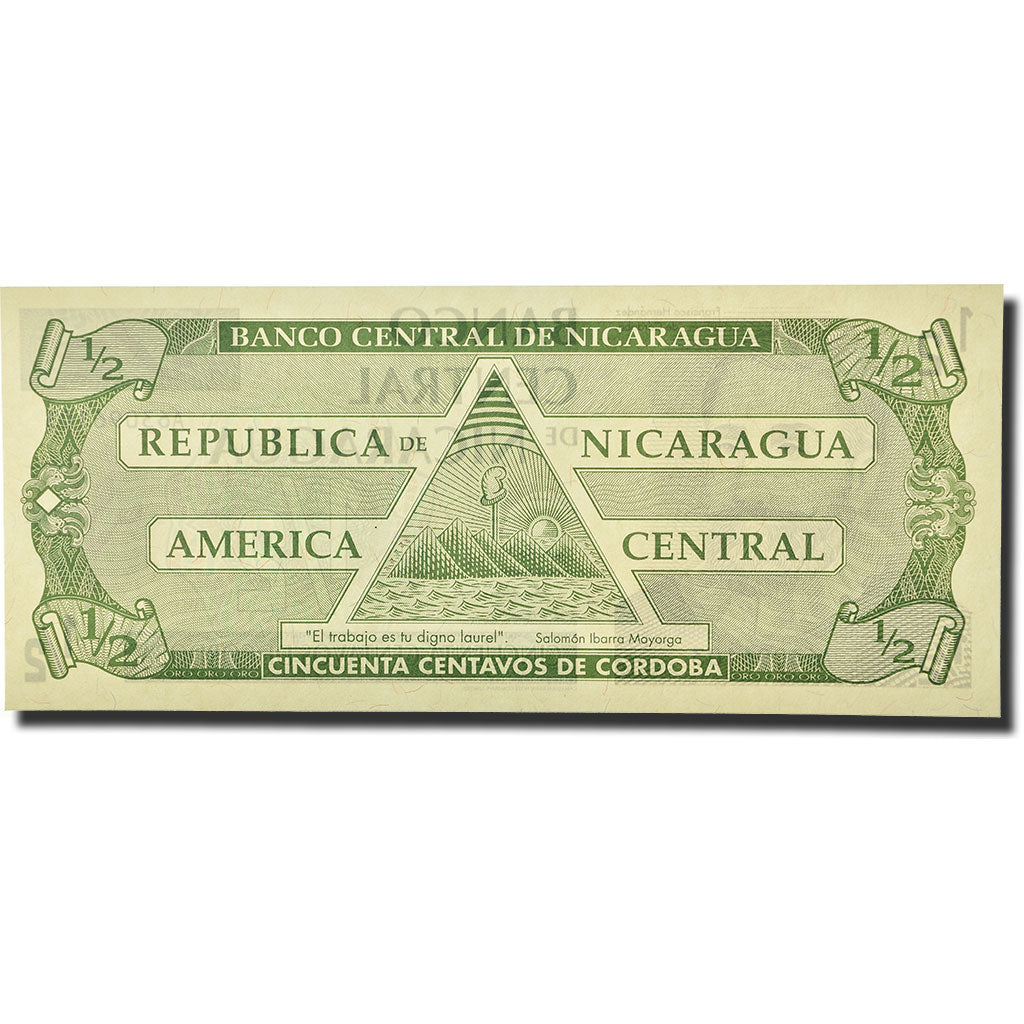 Nota, Nicarágua, 1/2 Cordoba, 1991, KM:171, UNC(65-70)