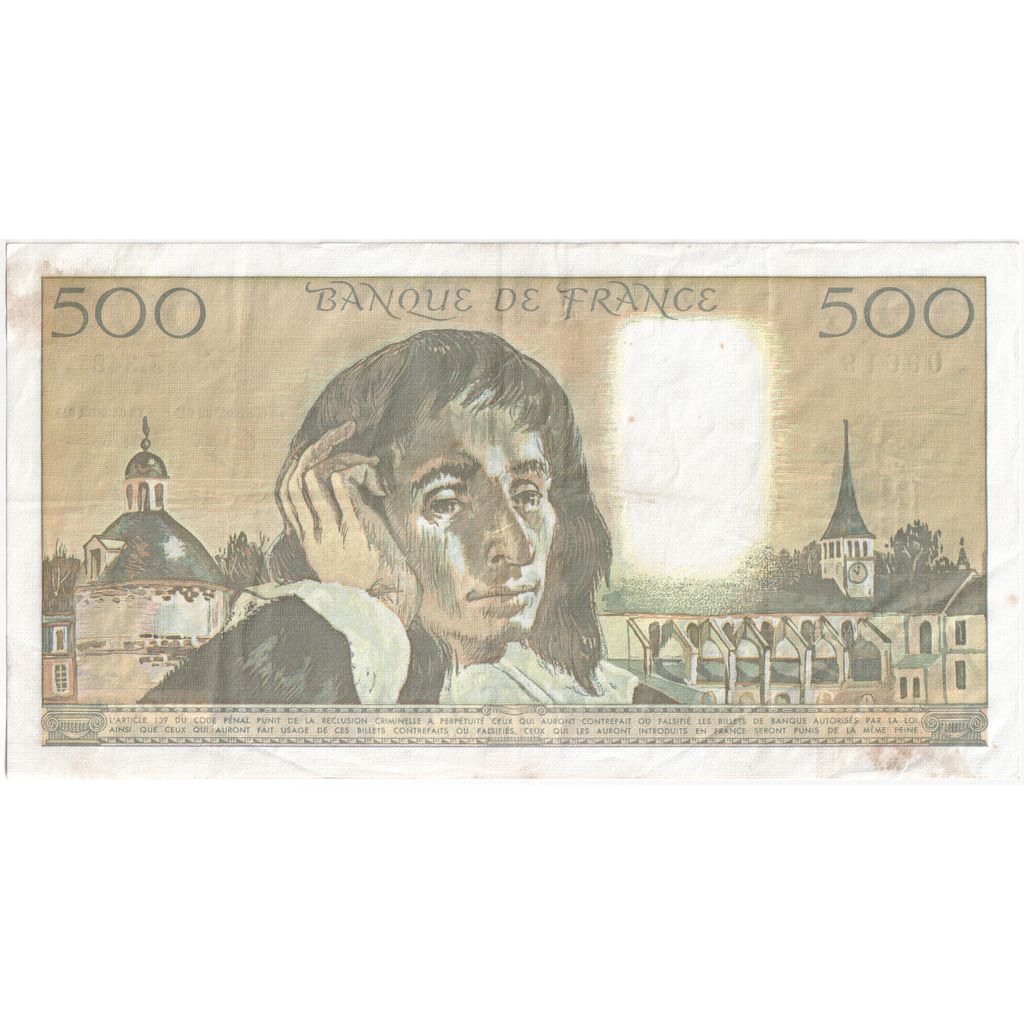 Francia, 500 Francs, Pascal, 1991-01-03, J.342, BB