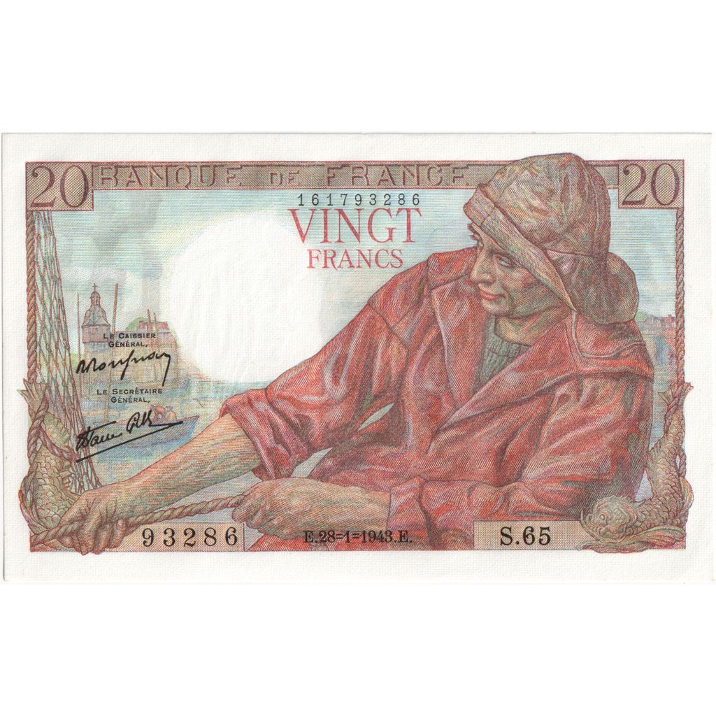 Frankreich, 20 Francs, 1943-01-28, S.65, UNZ
