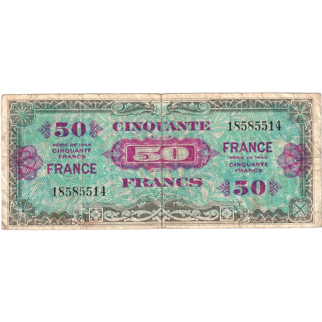 France, 50 Francs, 1945 Verso France, SÉRIE 1944, VF(20-25)