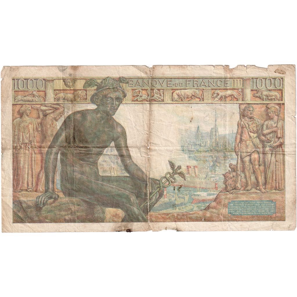 Francia, 1000 Francs, Déesse Déméter, 1942-12-23, U.2364, RC