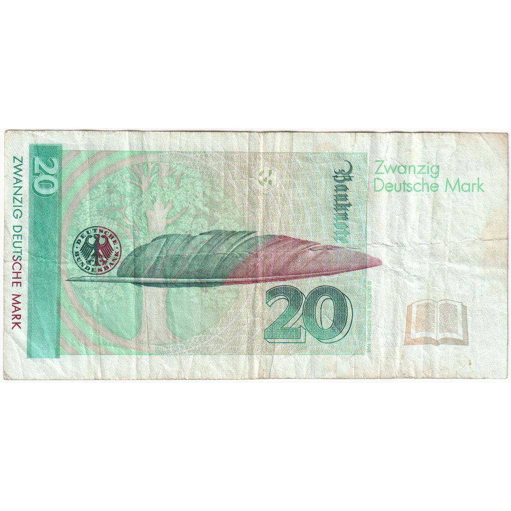 ALEMANHA - REPÚBLICA FEDERAL, 20 Deutsche Mark, 1993-10-01, VF(30-35)