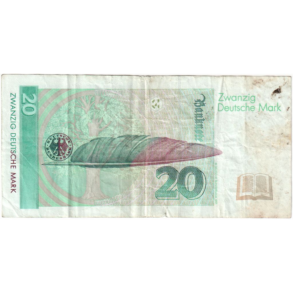 Banknote, GERMANY - FEDERAL REPUBLIC, 20 Deutsche Mark, 1991-08-01, VF(30-35)