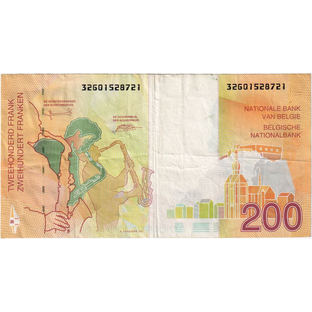 Bélgica, 200 Francs, EF(40-45)