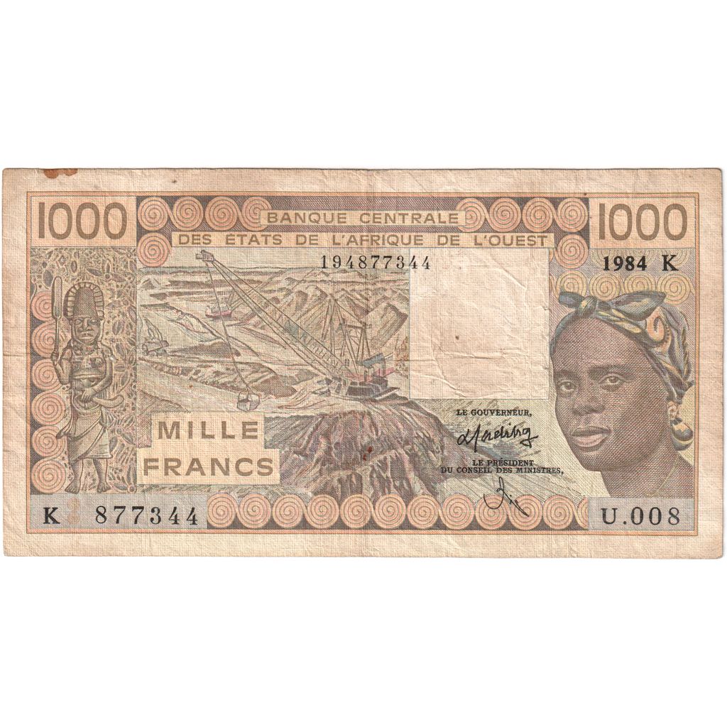 Banknote, West African States, 1000 Francs, VF(30-35)