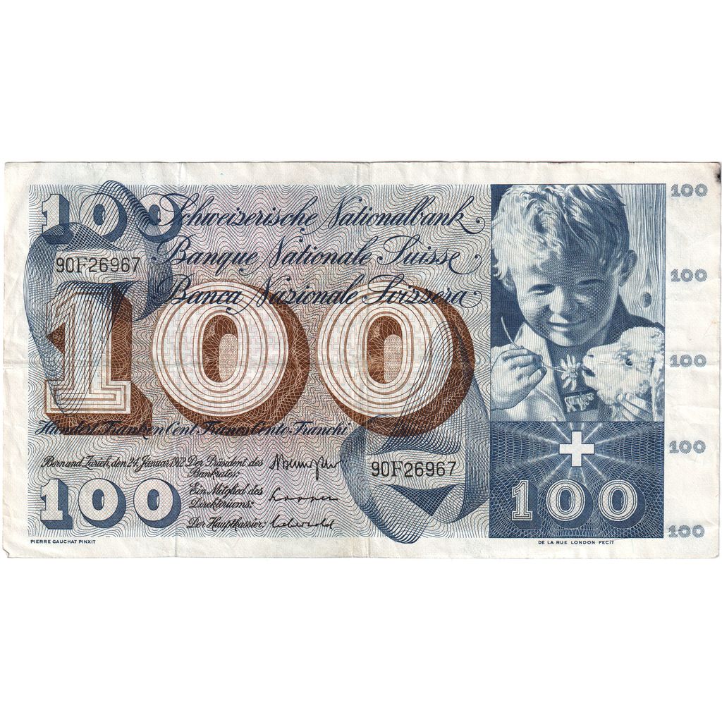 Suisse, 100 Franken, 1972-01-24, TTB