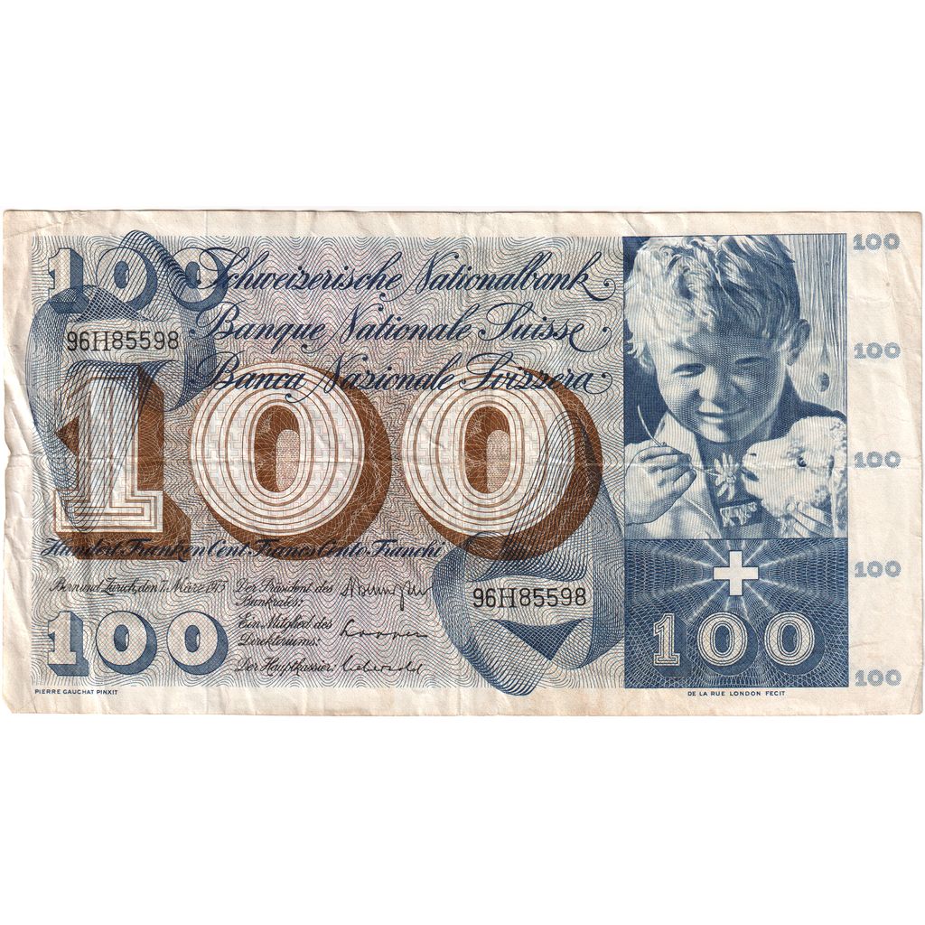 Suisse, 100 Franken, 1973-03-07, TB+