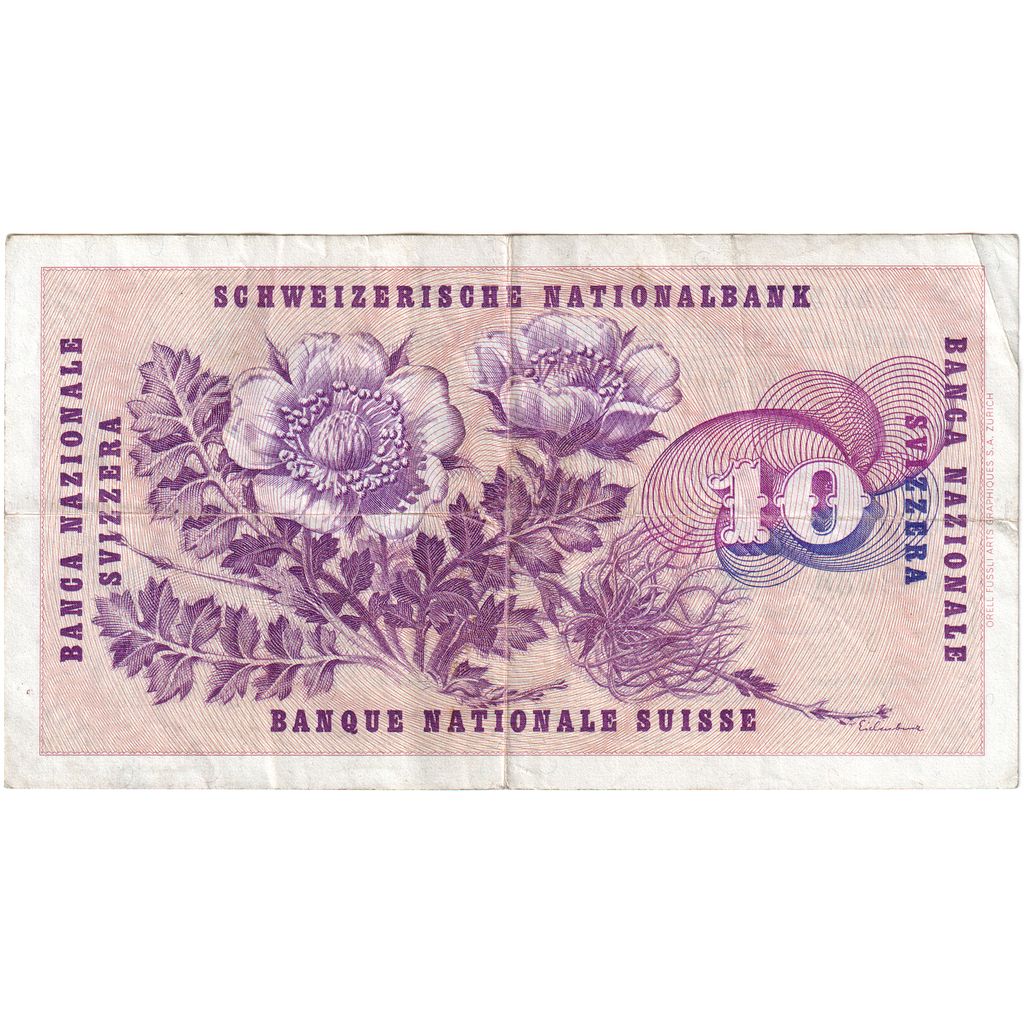 Banknot, Szwajcaria, 10 Franken, 1970, 1970-01-05, KM:45p, EF(40-45)