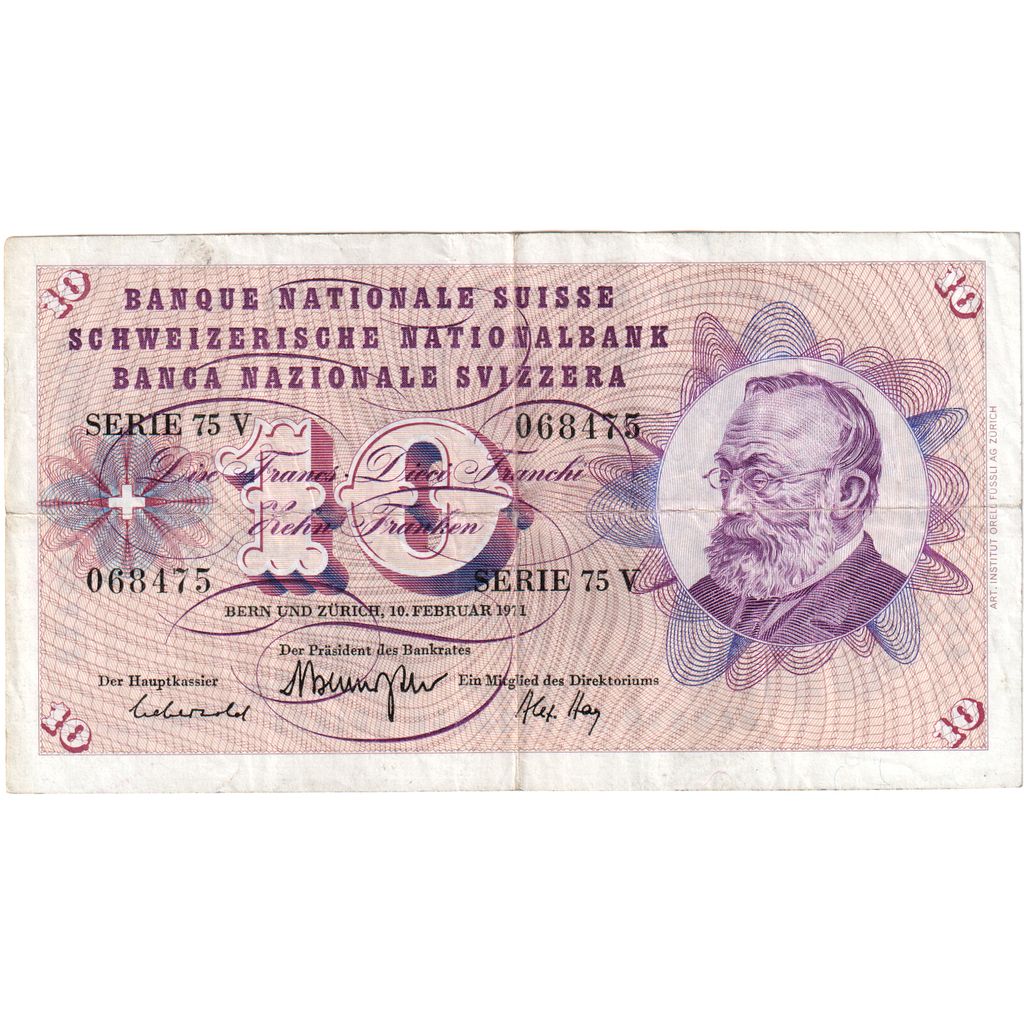 Szwajcaria, 10 Franken, 1971-02-10, EF(40-45)