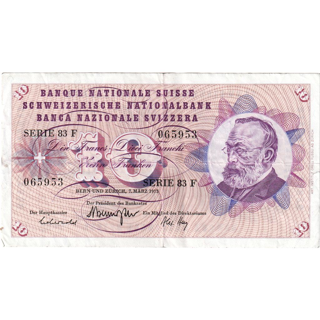 Suiza, 10 Franken, 1973-03-07, MBC
