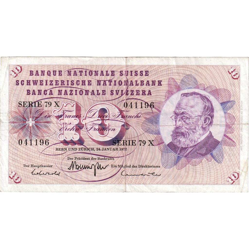 Suiza, 10 Franken, 1972-01-24, MBC