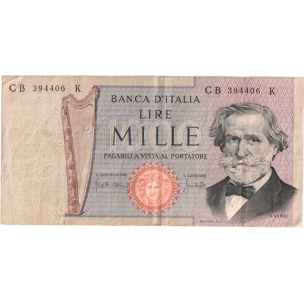Nota, Itália, 1000 Lire, 1971, 1971-03-11, KM:101a, VF(20-25)