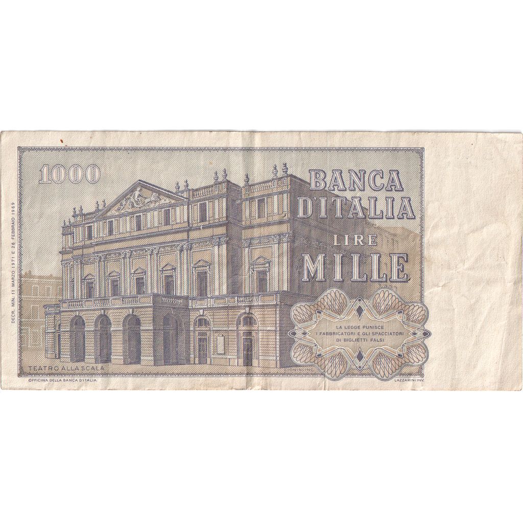 Nota, Itália, 1000 Lire, 1971, 1971-03-11, KM:101a, VF(20-25)