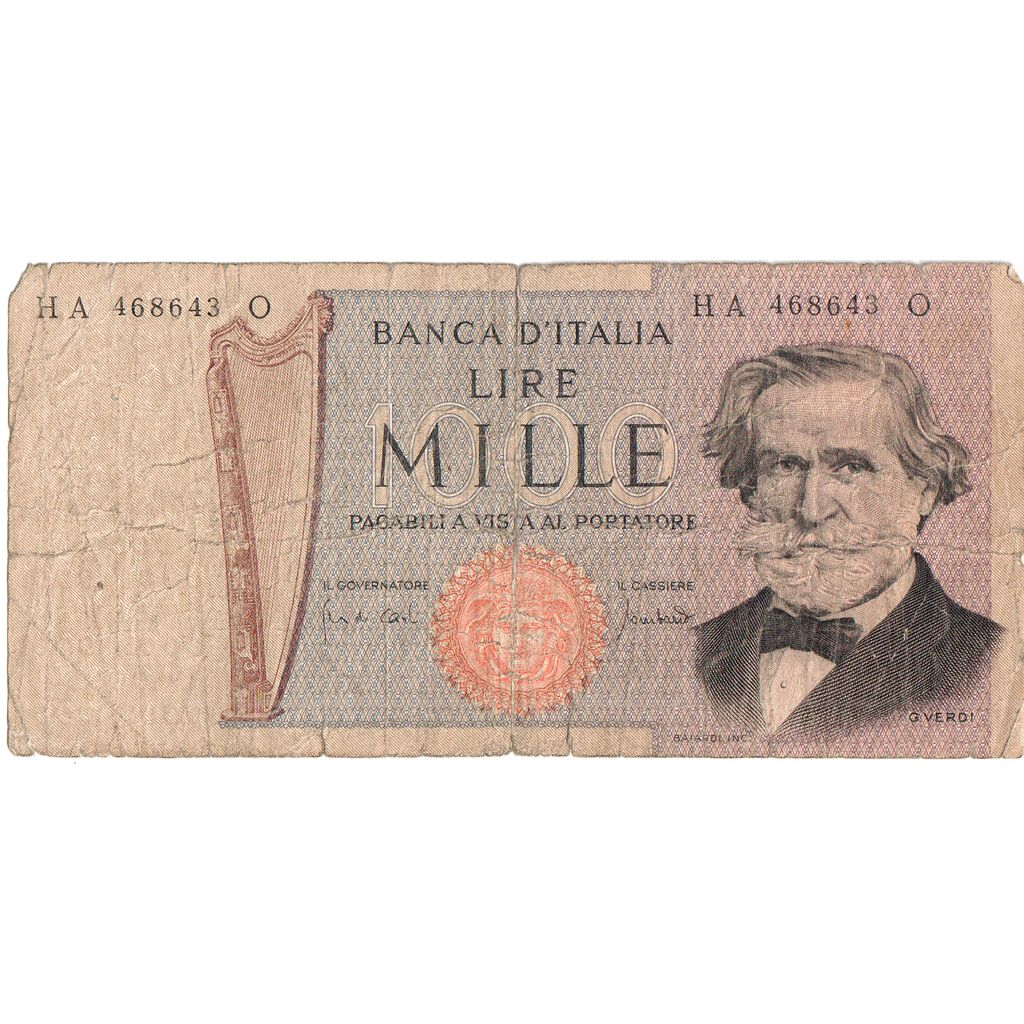 Banknote, Italy, 1000 Lire, 1969-03-25, VG(8-10)