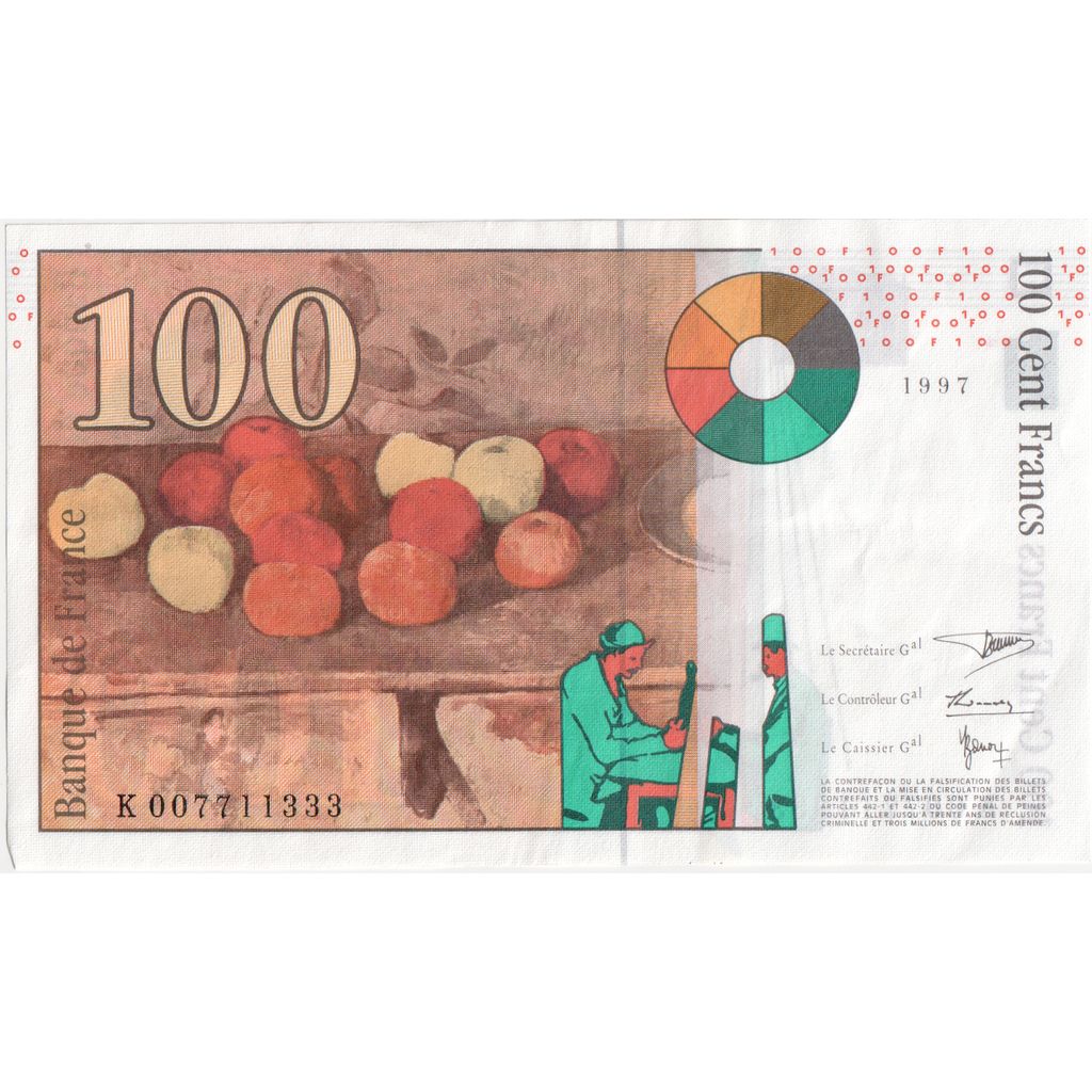 France, 100 Francs, Cézanne, 1997, K.007, SUP