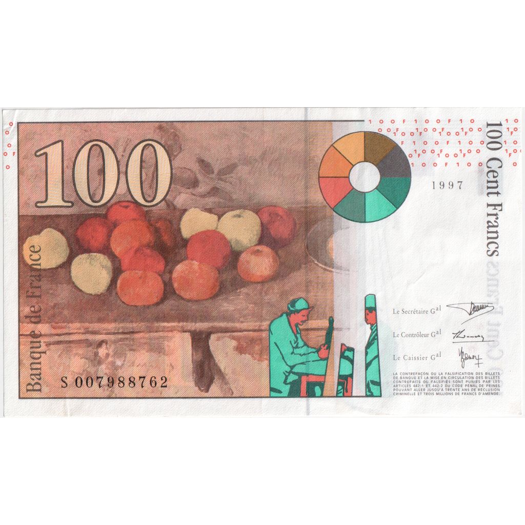 France, 100 Francs, Cézanne, 1997, S.007, AU(55-58)