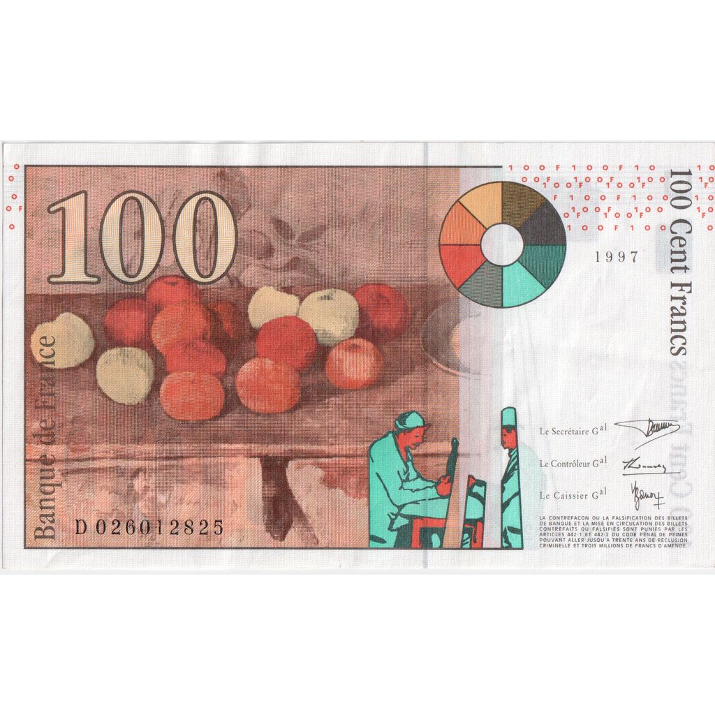 France, 100 Francs, Cézanne, 1997, D.026, AU(55-58)