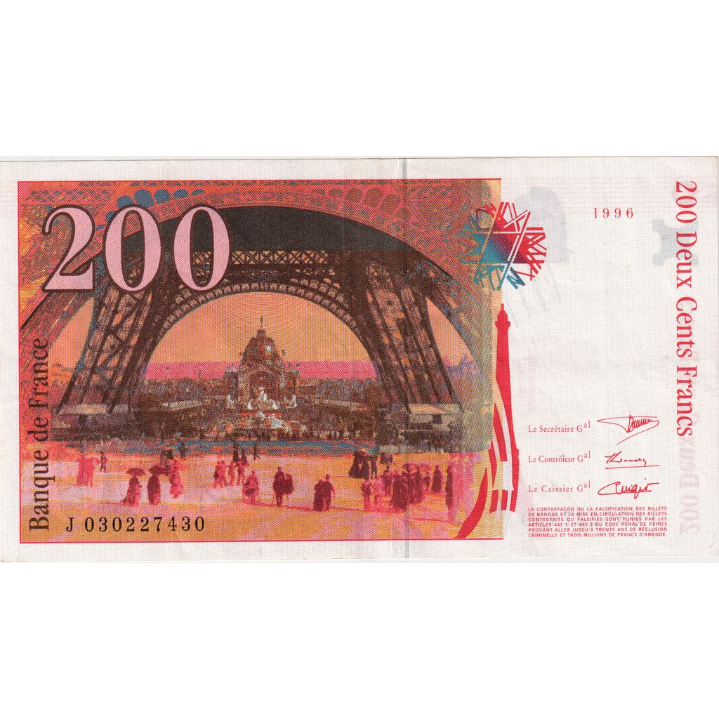 France, 200 Francs, Eiffel, J 030227430, AU(55-58)