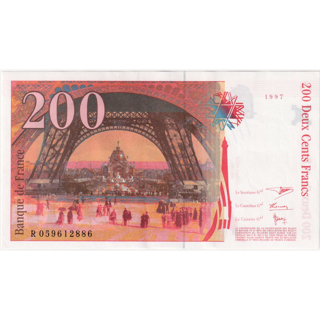 France, 200 Francs, Eiffel, R 059612886, AU(55-58)